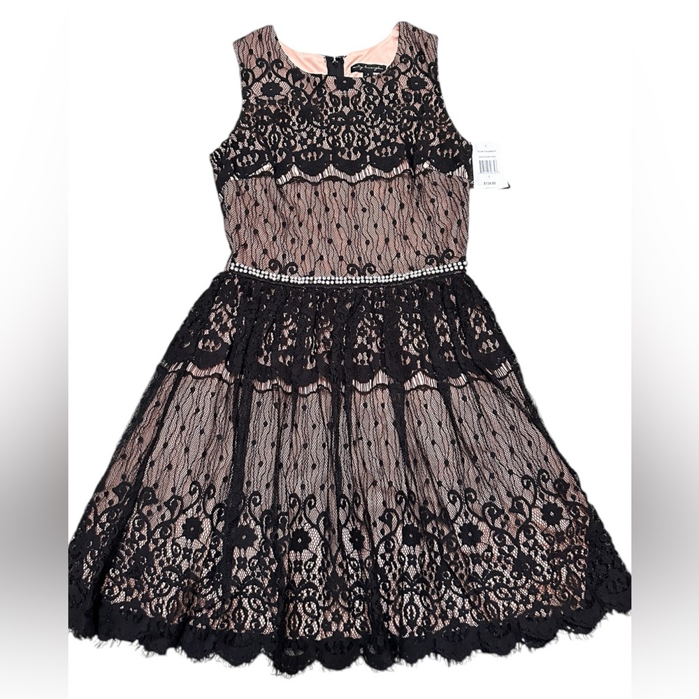 NWT $134 Dress JC Penny Size 3 Black Lace Sleeveless Special Occasion